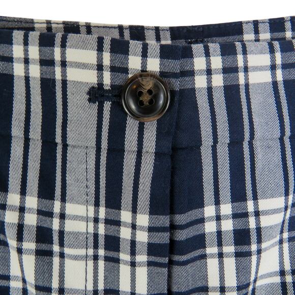 Ann Taylor Cotton Cropped Navy and White Gingham Plaid Straight Leg Pants Size 6 - Picture 4 of 8